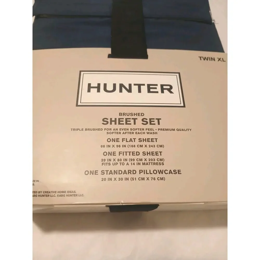 3-Piece Hunter Brushed Extra Long Okeo Tex Sheet Set - Navy Blue, Twin XL